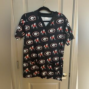 Georgia Bulldogs Black womens scrub top